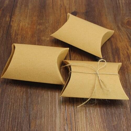 Rustic craft wedding favor box pillow box favor with hemp rope party gift boxes