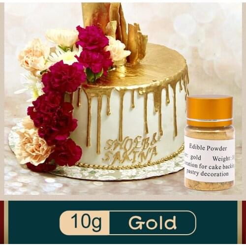 Edible Gold Powder Cake Decoration Pigment Edible Glitter Food Coloring 10g for Baking Fondant Choco