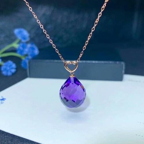 Shilovem 18k yellow piezoelectric amethyst Pendants fine Jewelry women trendy no necklace classic new gift 13*16mm mymz1316888z