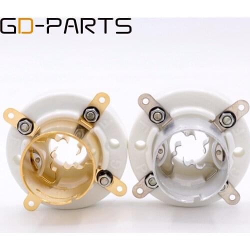 GD-PARTS 1PC S4U Medium BAYONET 4pin Ceramic Tube Socket for 813 811 300B 2A3 274A 71A 866 Hifi Vintage Audio Gold Silver Plated