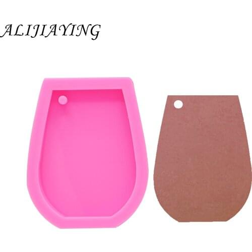 DIY Cartoon Shiny Red wine glass silicone mold for keychains with a hole resin jewelry molds for 3D cup crafts tools DY0072
