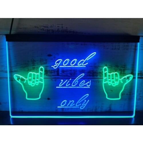 SS133 Good Vibes Only Hands Party Dance Disco Decoration Dual Color LED Neon Sign