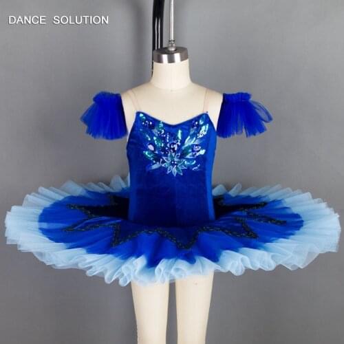 Standard Size Girls Royal Blue Ballet Dance Costume Stiff Tulle Pre-Professional Ballet Tutu BLL035A