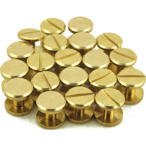 50pcs Luggage Leather metal Craft Solid Screw Nail Rivet4mm 8mm Double Flat Head Belt/strap Rivets Copper great quality manual