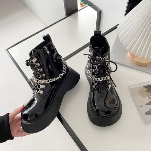 2022 New Arrival Hot Sale Fashion Lace Up Zipper Ladies Shoes Punk Women Winter Boots Platform Comfortable Ankle Boots
