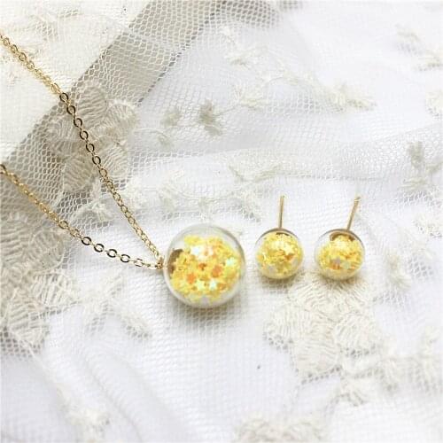 2019 new summer style glass star jewelry set stud earrings for women metal necklaces&pendant