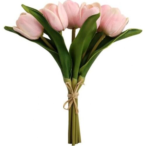 1 Bouquet Home Decorative Fake Flower Bouquet Stylish Fantastic Faux Leather Home Decorative Simulation Tulip for Table
