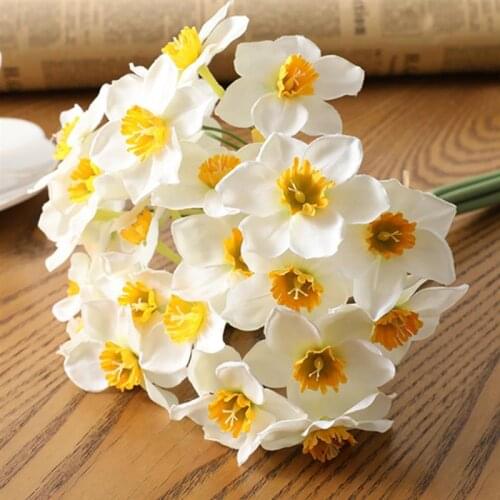 1 Bunch Lifelike Artificial Flower Realistic Daffodil Decorative Fake Flower For Home Decor DIY Flower Accessories For Wedding