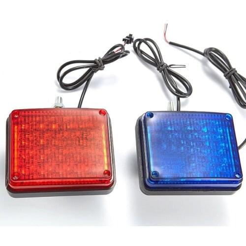 A Pair12V Red And Blue Square LED Flashing Fire Indication Light Police Fireman Emergency Strobe Warning Beacon For Motorcycle