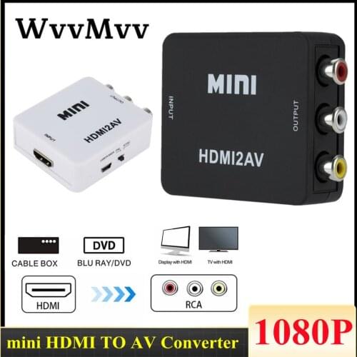 WVVMVV HDMI-compatible TO AV Scaler Adapter HD Video Composite Converter Box HD to RCA AV/CVSB L/R Video 1080P Support PAL NTSC