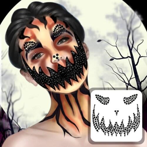 Halloween Ghost Acrylic Diamond Face Stickers Funny Face Theme Party Face Stickers Halloween Creatived Face Decoration Stickers