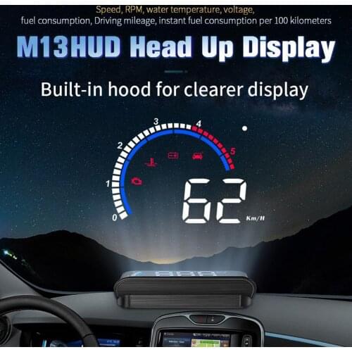 M13 Car Hud Head Up Display with OBD2 II and EUOBD Interface Speeding Warning System 3.5inch Universal Car HUD Head Up Display