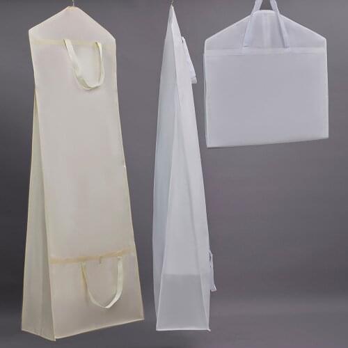 White Large Size Bridal Wedding Gown Dress Garment Bag Dust Protection Cover Travel Garment Storage Bag For Long Gown Print LOGO