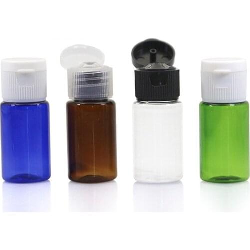 Free Shipping 24pcs 5ml 0.16oz Plastic PET Flip Cap Travel Sample Bottles Mini Clear Storage Case with Lid for shower gel