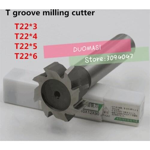 Free delivery 4PCS T22*3*4*5*6 high speed steel Straight shank T groove milling cutter T type Straight shank milling cutter
