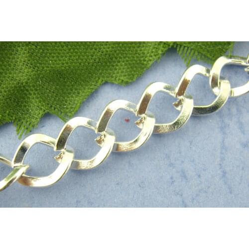 8SEASONS 2M Silver-Color Square Curb Chains Findings 7x8mm (B00972)