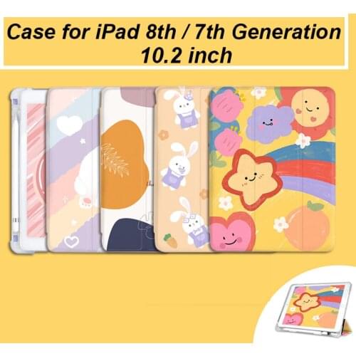 Tablet Case for IPad 8th Generation 8 2020 with Pencil Holder 10.2 Trifold Stand Tablet Cover Case for IPad 10.2 7th 7 Gen
