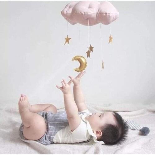 OLOEY Kids Room Decor Nordic Rainbow Cloud with Raindrop Wall Hanging Cloud Baby Room Moon Star Wall Decor Stuffed Clouds Toy
