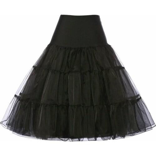Womens Black Petticoat for 50s Dress Tutus Crinoline, Black