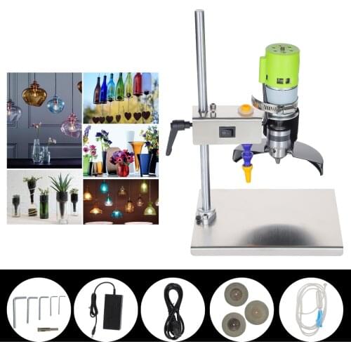 Electric Glass Bottle Cutter Glass Cutter Cutting Machine with 7 Variable Speeds for DIY Flowerpot Round Oval Bottles