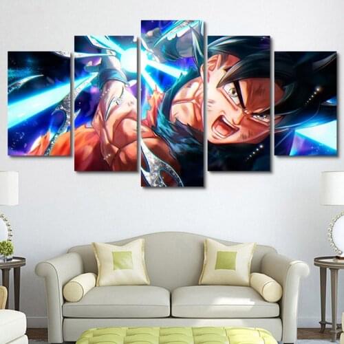No Framed Canvas 5 Panel Anime Gift Saiyan Dragons Wall Art Home Decor Pictures Posters Prints Paintings Living Room Decoration