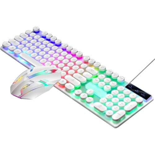 Steampunk Gaming Mechanical Keyboard Metal Panel Round Retro Keycap Backlit