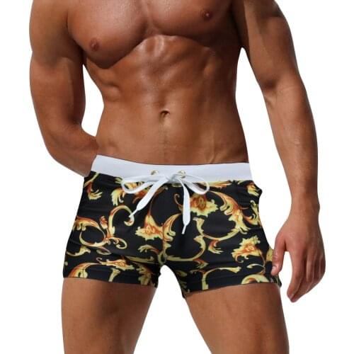 Zipper pocket black men swimwear maillot de bain homme gay briefs boxers swimsuit quick dry waterproof swim suit beach shorts