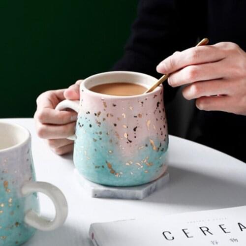 Nordic Ceramic Milk Coffee Mug Golden Breakfast Office Home Drinkware Tea Cup For Friend Lovers Gifts Wholesale