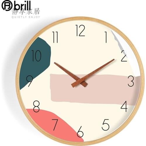 Nordic Creative Wall Clock Wood Modern Kitchen Wall Clocks Home Decor Silent Glass Wall Watches Home Decor Office Decoration