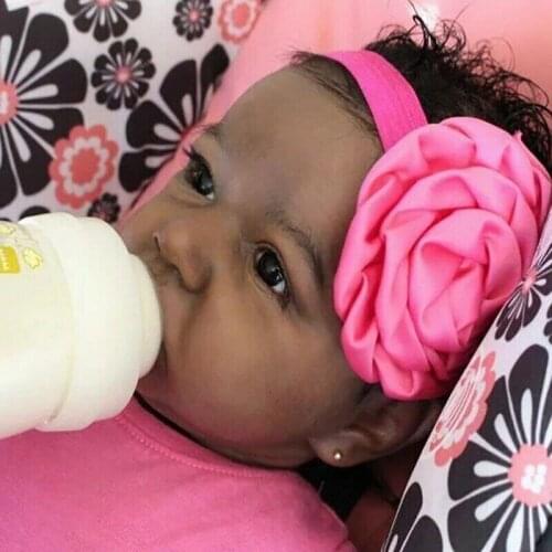 55cm Handmade Rebirth Doll 22INCH Realistic Silicone Black Skin Girl Newborn Baby Gift