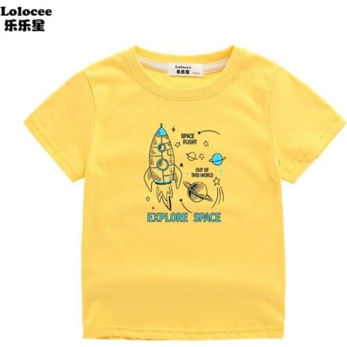 Toddler Summer Tops Casaul Clothing For Kids Short Sleeve O-neck Tshirts Rocket Space Dream Babyboy T shirts