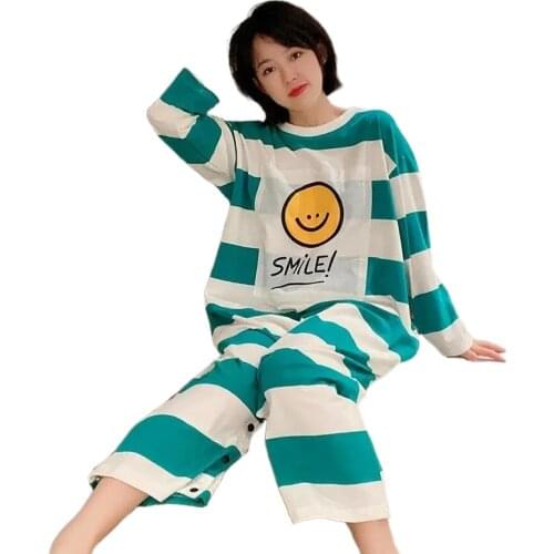 401C-1 Summer Pajamas Women Pure Cotton Short-sleeved Summer Cute One-piece Pajamas Can Wear Outside Cotton Home Clothes