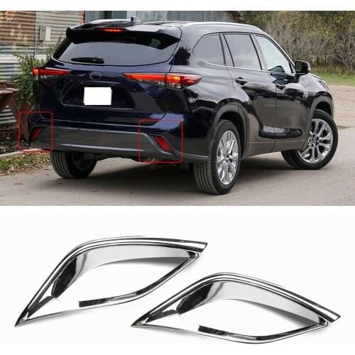 Rear Fog Lamp Cover Trim For Toyota Highlander 2020 2021 2022 Chrome Rear Bumper Fog Light Cover Trim