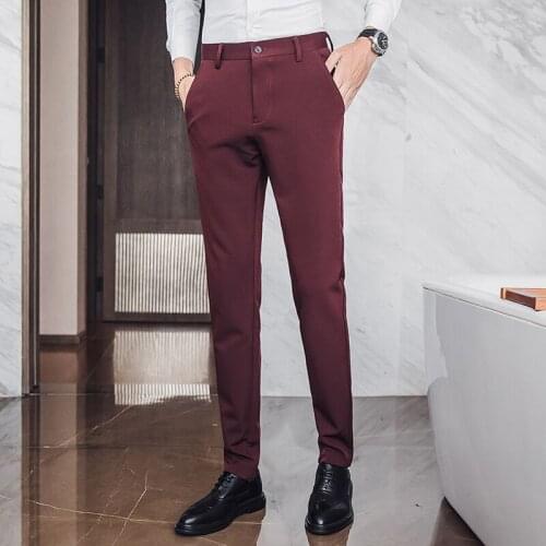 2021 autumn new mens slim trousers mens straight stretch trousers business youth trousers fashion casual pants