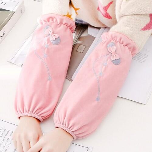 Autumn and winter cute adult long antifouling sleeves fleece warm student work sleeves female home office sleeves