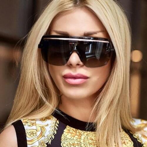 Flat Top Sunglasses Women 2020 Wholesale Women Brand Designer Square Shades Gradient Sun Glasses Men Cool One Piece UV400 Mirror