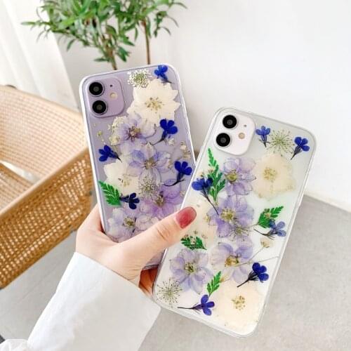 Fashion Real Dry pressed Flower transparent phone case For iphone 11 pro XS MAX x SE 2020 XR 6 7 8 plus silicone back cover gift