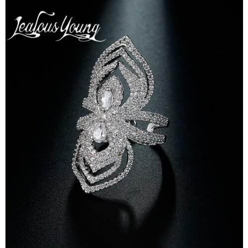 Luxury AAA Cubic Zircon Adjustable Rings Exquisite Flower Shape Cuff Ring For Women Party Fashion Jewelry AR123