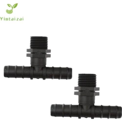 Male Tee Connector 1/2" x Dn16 For PE Tube Poly Hose Barbed Fittings Greenhouse Watering Drip Fittings