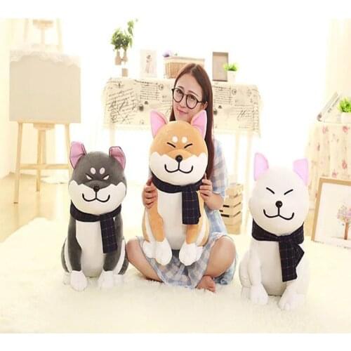 25CM Cute Scarf Puppy Shiba Inu Doll Cute Puppy Soft Plush Toy Couple Scarf Dog Plush Toy Children Doll Holiday Gift Girl Doll