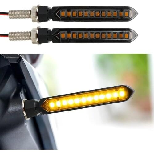 LED Turn Signals Light 1 Pair Yellow Flowing Water Blinker Light Universal Motorcycle Signal Lamp 12 LEDs
