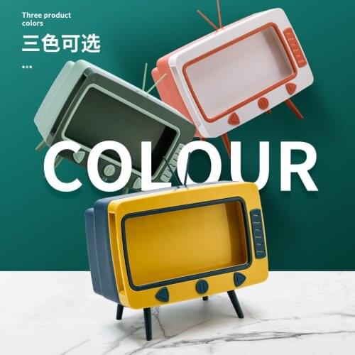 TV tissue box multifunctional desktop drawer box mobile phone viewing bracket plastic living room storage box