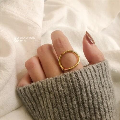 Japan Style Cool Retro Quintana 925 Sterling Fashionable Versatile Womens Rings Geometry Transverse Hollow out Ring
