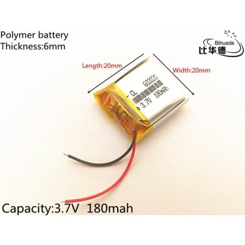 1pcs 3.7V 180mAh 602020 Lithium Polymer Li-Po li ion Rechargeable Battery cells For Mp3 MP4 MP5 GPS PSP mobile bluetooth