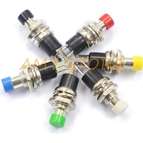 10Pcs NC(Normally Close) 7mm 2 Pins SPST Momentary Mini PushButton Switch RED GREEN WHITE BLACK YELLOW BLUE Press OFF Release ON