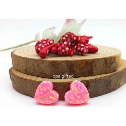 2pcs/lot) New popular synthetic opal stone beads with 10mm op42 fire pink opal heart shape pendant charm for fashion necklace