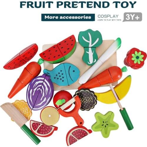 2021 New Childrens Magnetic Fruit And Vegetable Cutting Music Baby Wooden Kitchen Simulation Play House Set Toy