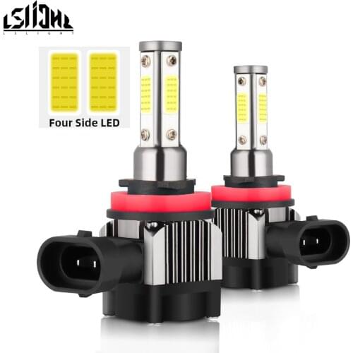 4 Sides LED Headlight Bulbs H4 H7 H11/H9/H8 9005/HB3 9006/HB4 360 Degree Auto Car Headlamp 6000K White Lampada 12V Fog Lights