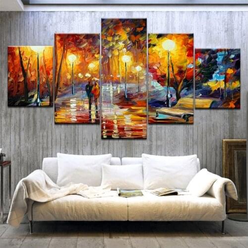 5Pieces Diy Diamond Painting Couple Street Nightscape Full Square Drill Cross Stitch Kits Rhinestone Diamond EmbroideryZP-4534