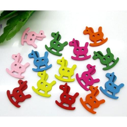 50Pcs Mixed Wood Horse Sewing Buttons For Kids Clothes Scrapbooking Decorative Botones Handicraft DIY Accessories10